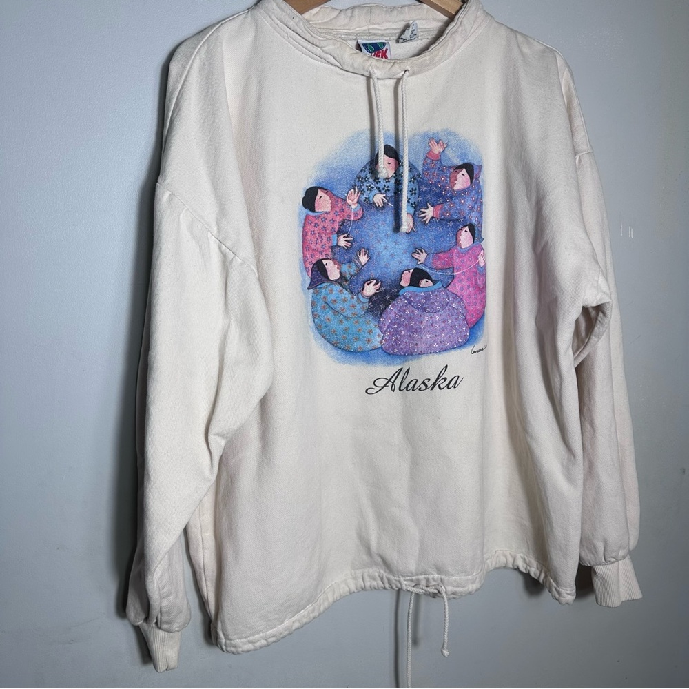 Vintage WEK Alaska Graphic Sweatshirt 100% Cotton  - Cream